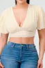 ONION SKIN MESH V-NECK OPEN BACK TIE CROPPED TOP sold by privy