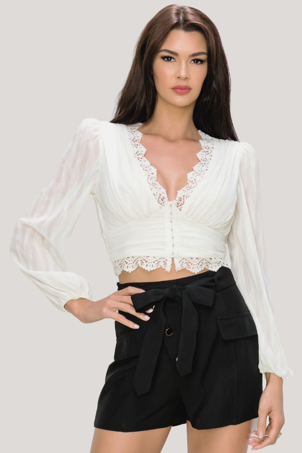 PT41936K / VERTICAL TEXTURED CHIFFON TOP sold by privy