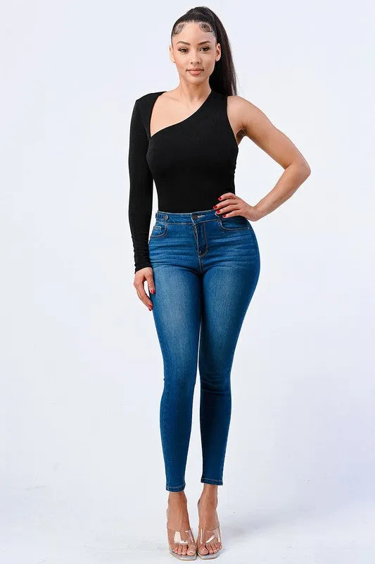 LUX ASYMMETRICAL ONE SHOULDER KNIT BODYSUIT sold by privy product image thumbnail 5