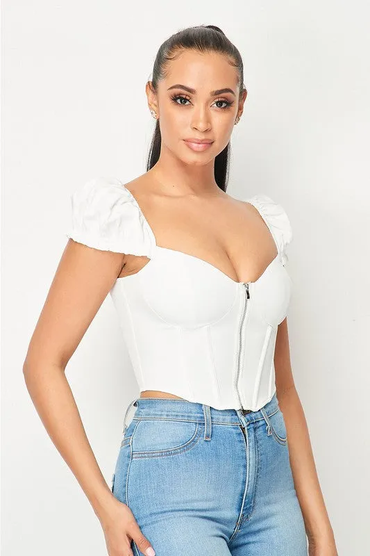 LUXE CAP SLEEVE ZIP-UP CROPPED TOP sold by privy product image thumbnail 4