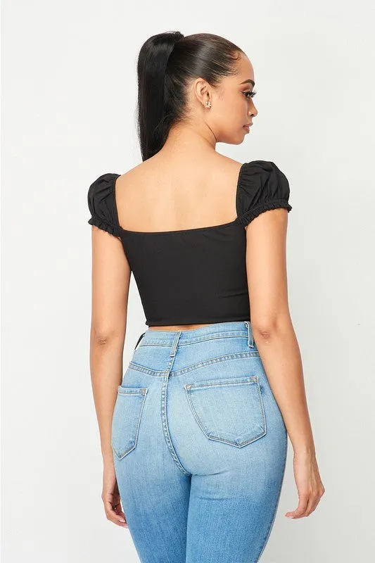 LUXE CAP SLEEVE ZIP-UP CROPPED TOP sold by privy product image thumbnail 2