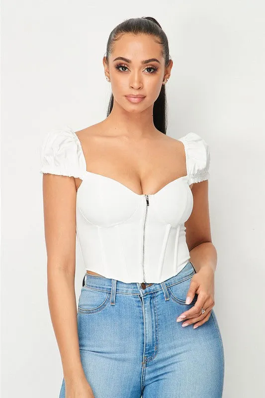 LUXE CAP SLEEVE ZIP-UP CROPPED TOP sold by privy product image thumbnail 5