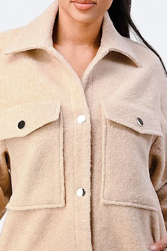 OVERSIZE WOOL MIX BUTTON DOWN JACKET sold by privy product image thumbnail 5