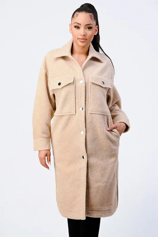 OVERSIZE WOOL MIX BUTTON DOWN JACKET sold by privy product image thumbnail 2