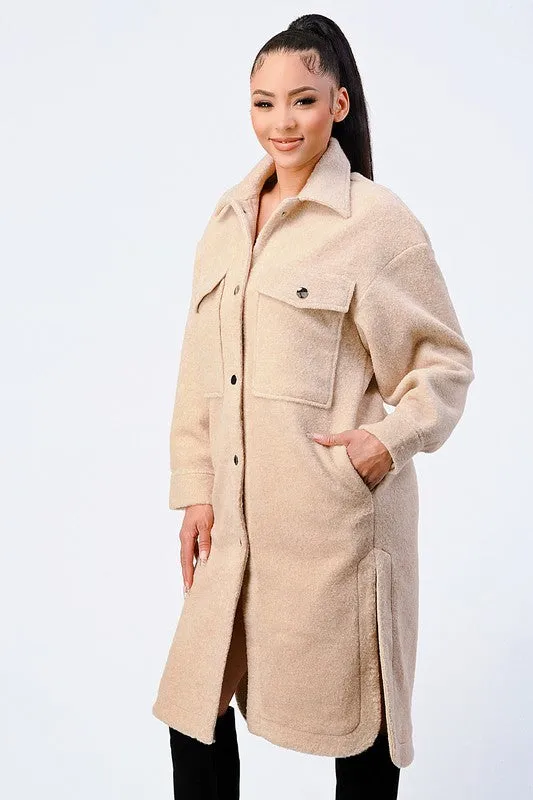 OVERSIZE WOOL MIX BUTTON DOWN JACKET sold by privy product image thumbnail 3