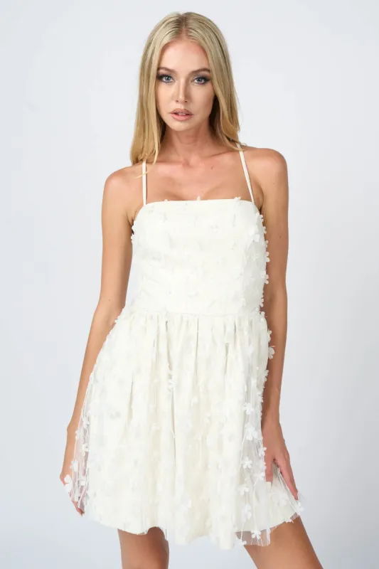 ROMANTIC 3D FLOWERS LAYERED PLEATHER SKATER DRESS sold by privy