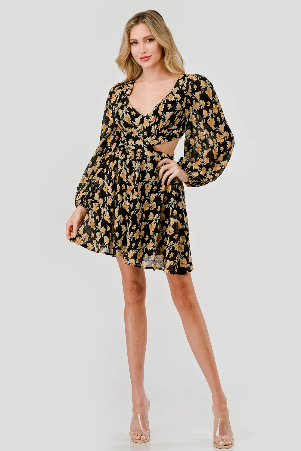 ROMANTIC FLORAL CHIFFON RUFFLED MINI DRESS sold by privy product image thumbnail 4