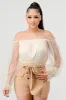POLKA DOT MESH RUFFLED OFF SHOULDER PUFF SLV TOP sold by privy