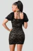 LUX FLORAL LACE HALTER STRAP SWEETHEART MINI DRESS sold by privy