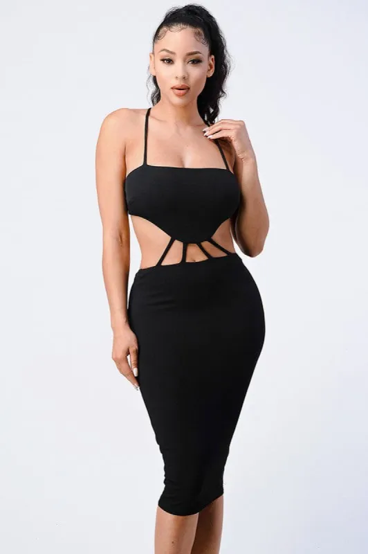 TRENDY LACED BACK CUT-OUT DRESS sold by privy