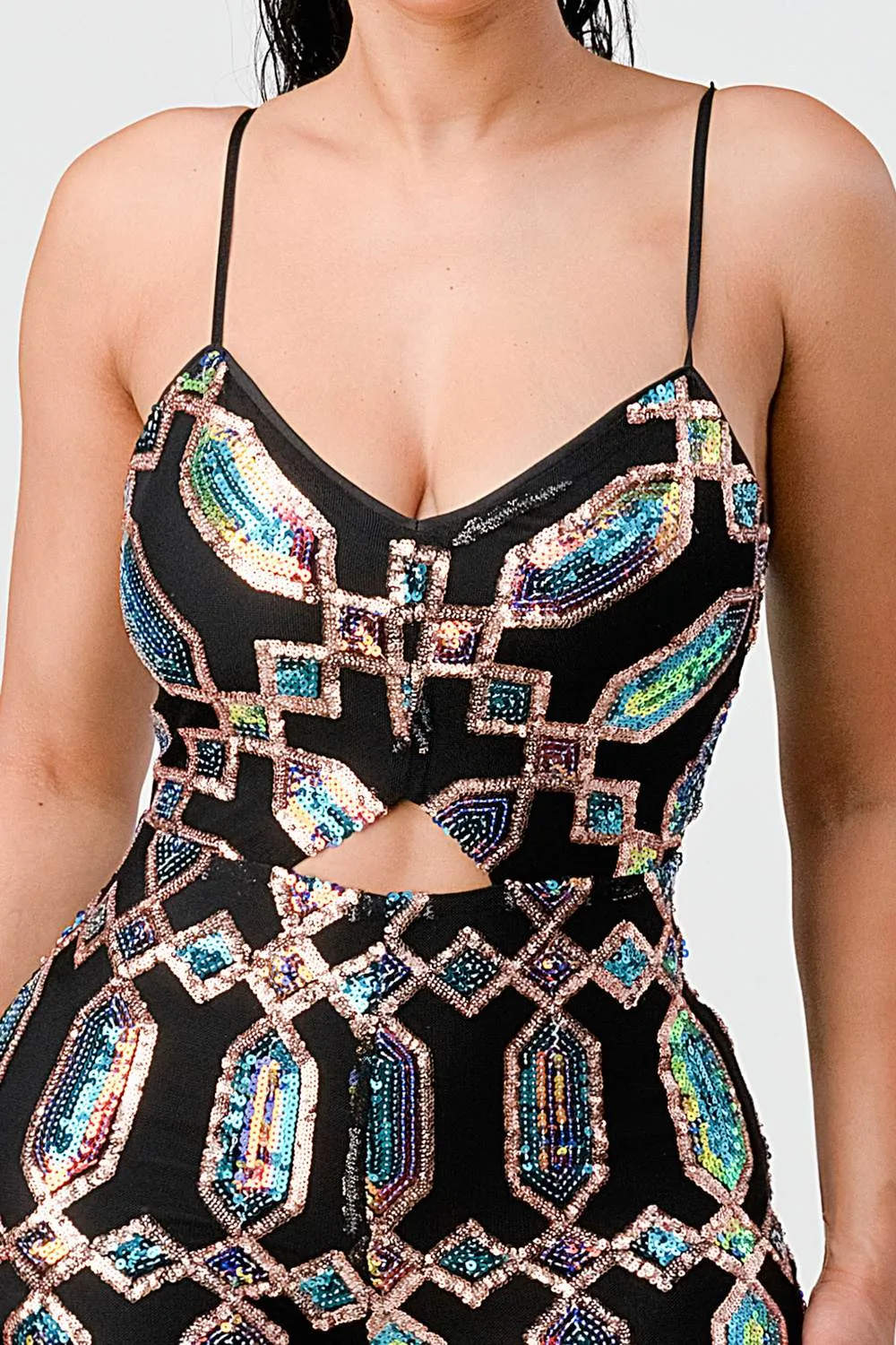 LUX UNIQUE PATTERN SEQUINS BODYCON JUMPSUIT sold by privy product image thumbnail 5