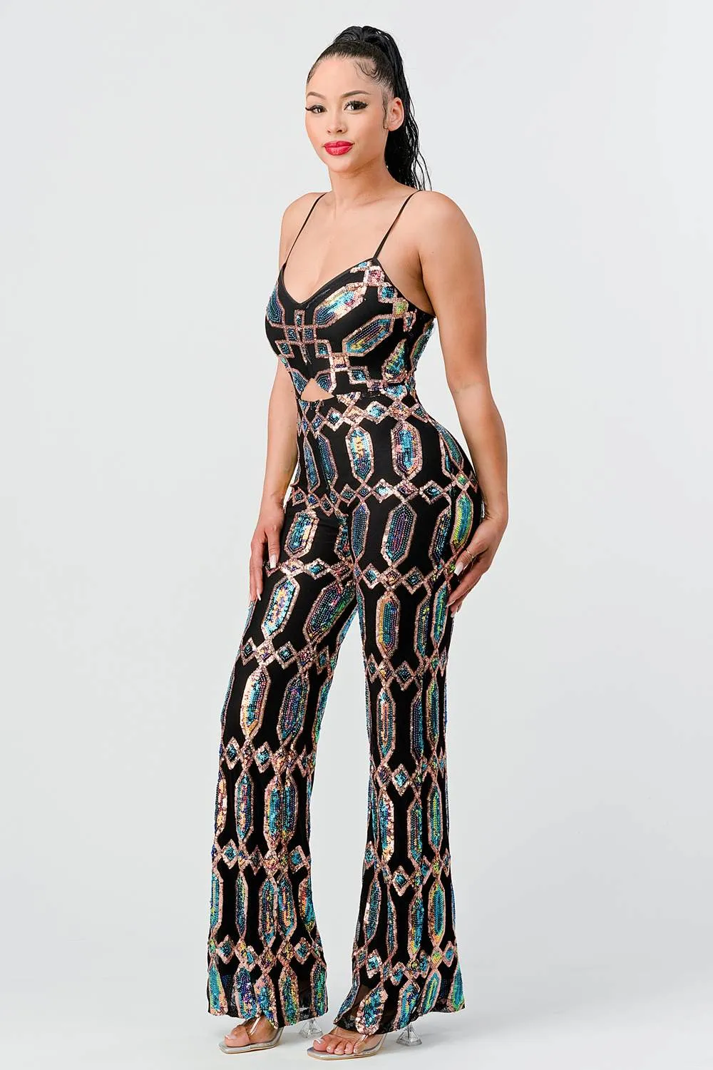 LUX UNIQUE PATTERN SEQUINS BODYCON JUMPSUIT sold by privy product image thumbnail 2