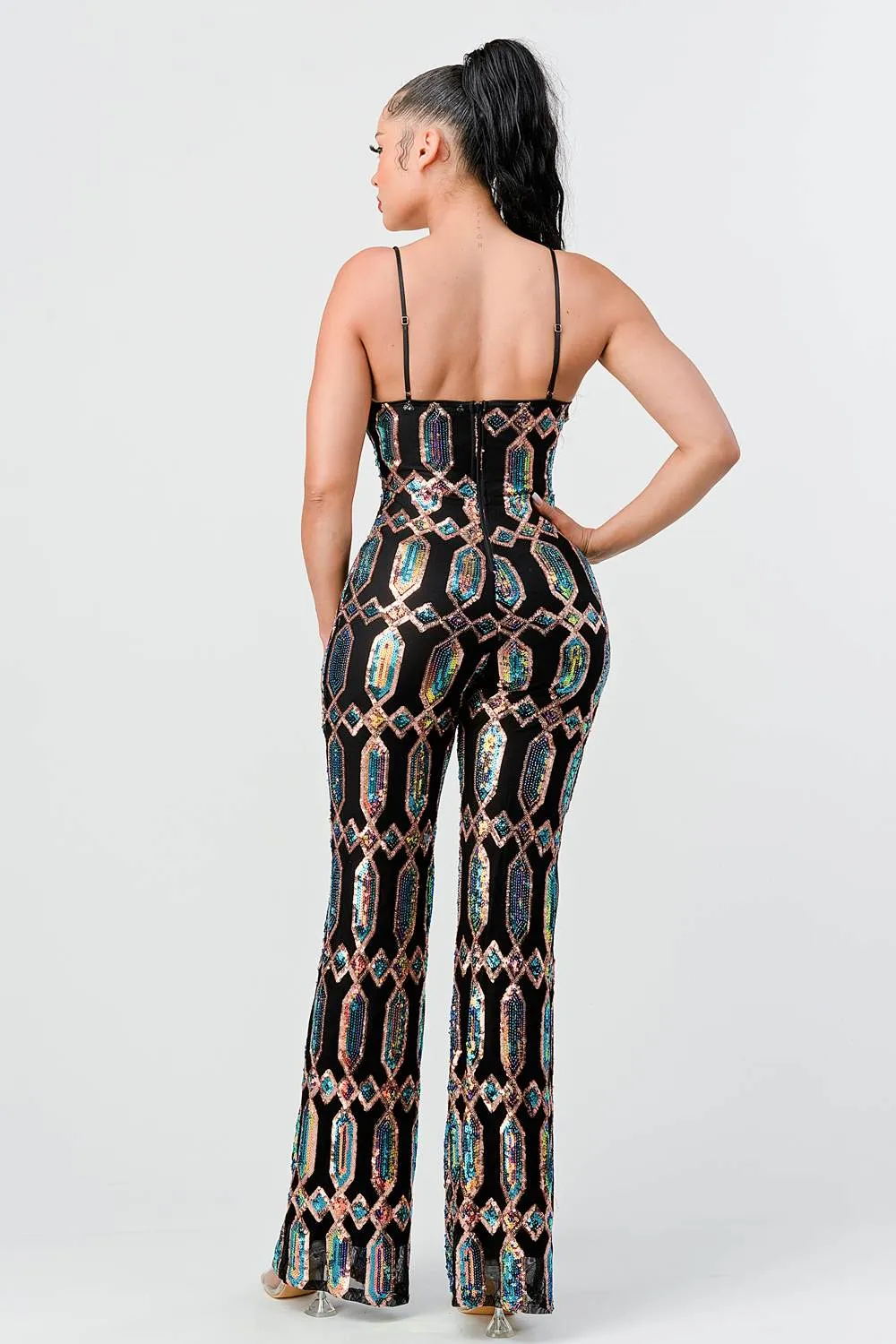LUX UNIQUE PATTERN SEQUINS BODYCON JUMPSUIT sold by privy product image thumbnail 3