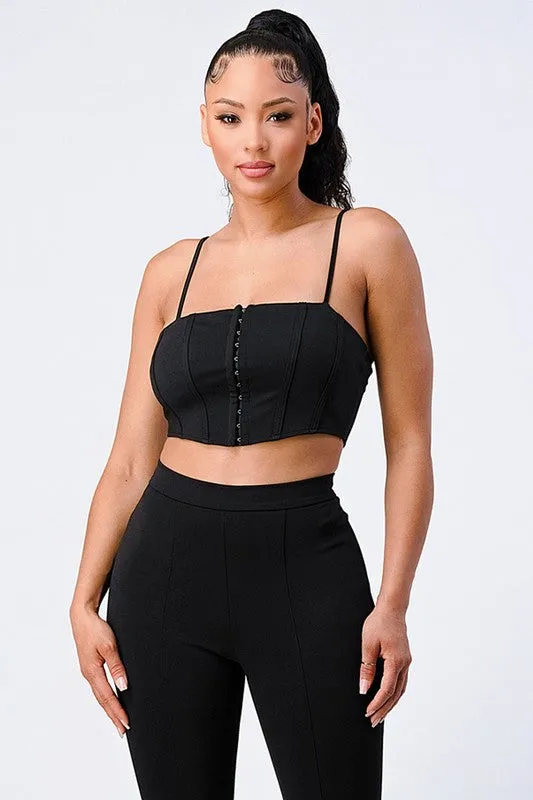 SUPER SOFT SCUBA CORSET HOOK CROPPED CAMI TOP sold by privy