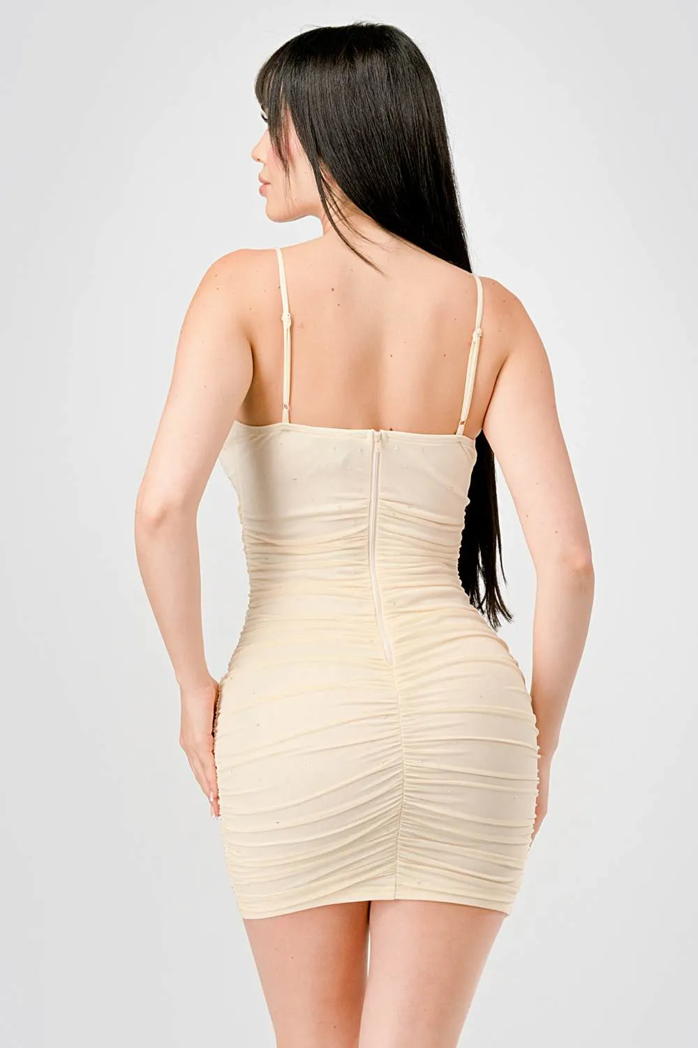 SEXY HOTFIX RHINESTONES MESH COWL NECK MINI DRESS sold by privy product image thumbnail 3