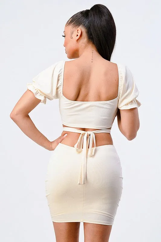 LUX SIDE CUTOUTS WITH BACK TIE DETAIL BODYCON MINI DRESS sold by privy product image thumbnail 3