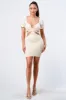 LUX SIDE CUTOUTS WITH BACK TIE DETAIL BODYCON MINI DRESS sold by privy