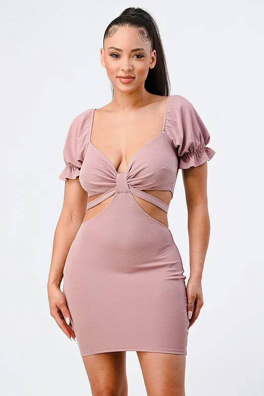 LUX SIDE CUTOUTS WITH BACK TIE DETAIL BODYCON MINI DRESS sold by privy product image thumbnail 5