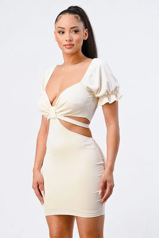 LUX SIDE CUTOUTS WITH BACK TIE DETAIL BODYCON MINI DRESS sold by privy product image thumbnail 2