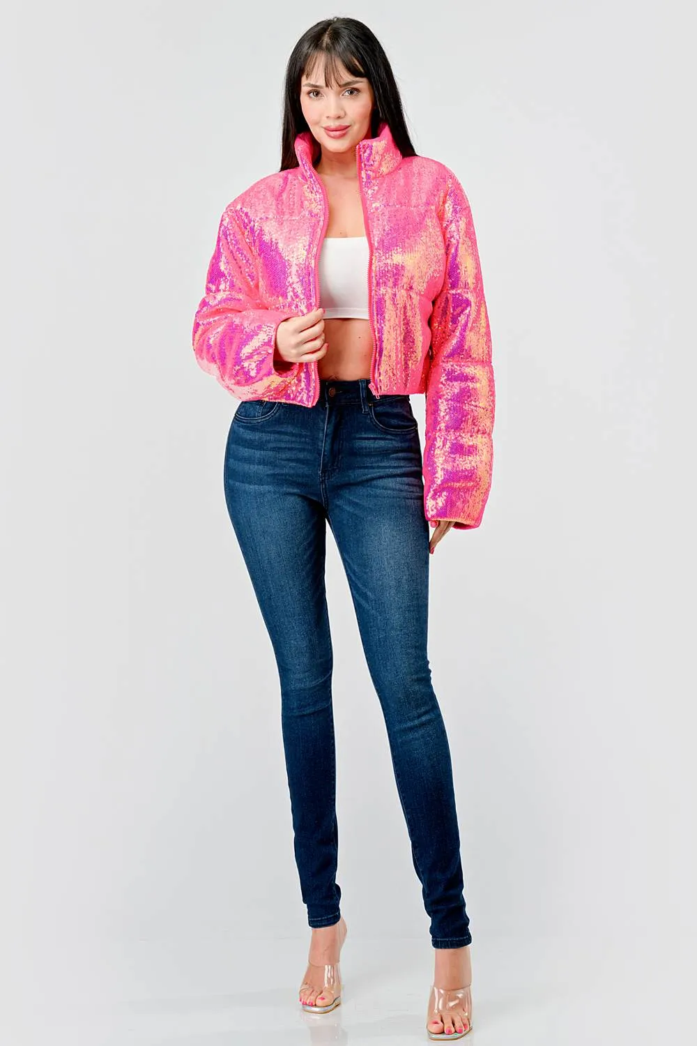 SEXY NEON SEQUINS PUFFER OVERSZIED BOMBER JACKET sold by privy product image thumbnail 4
