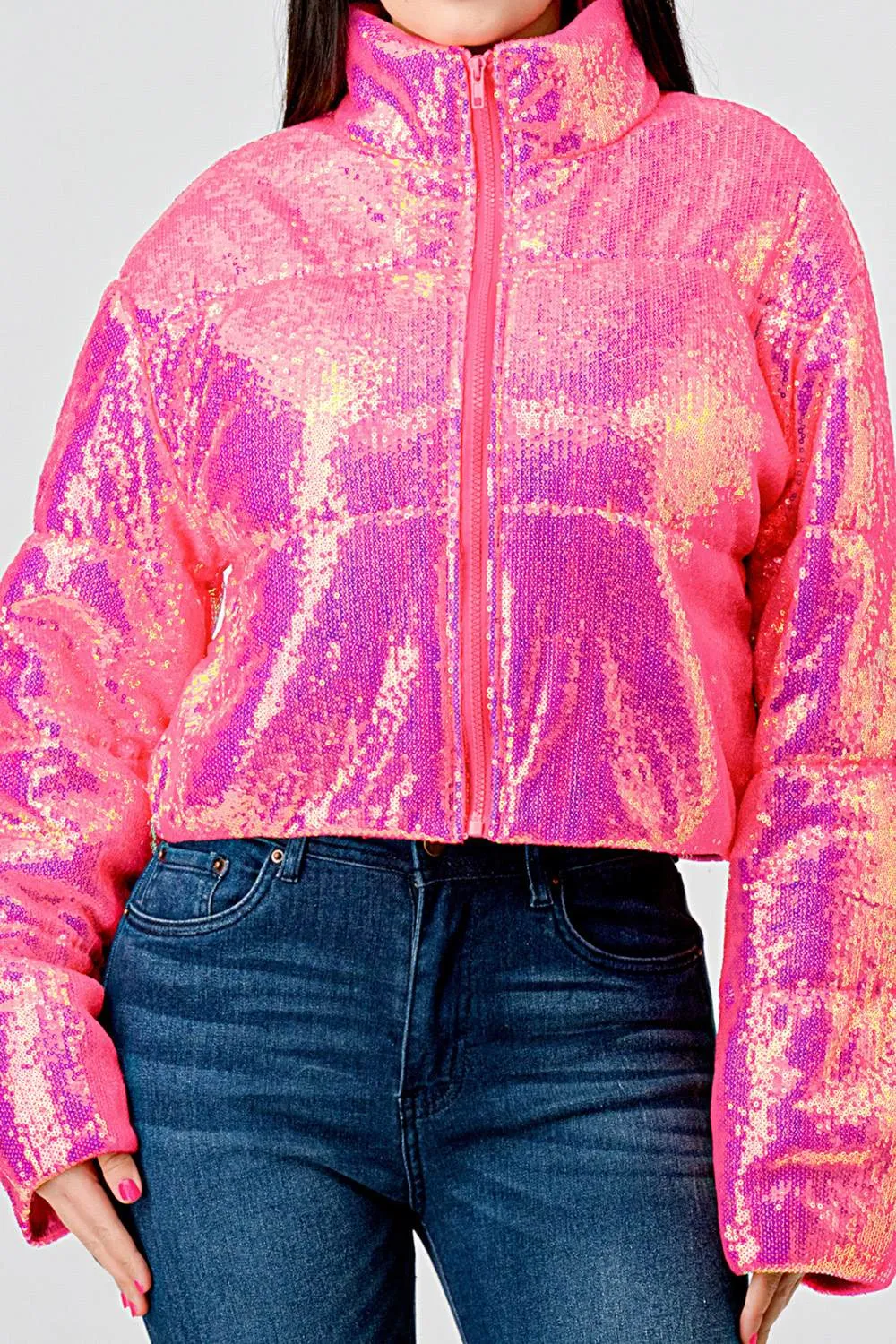 SEXY NEON SEQUINS PUFFER OVERSZIED BOMBER JACKET sold by privy product image thumbnail 5