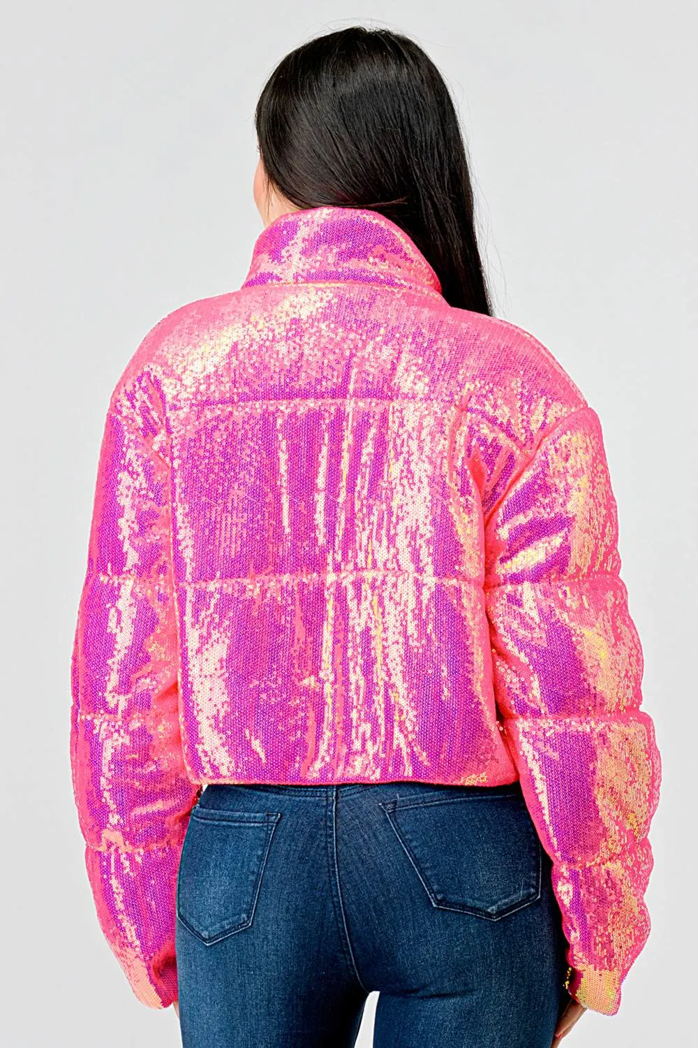 SEXY NEON SEQUINS PUFFER OVERSZIED BOMBER JACKET sold by privy product image thumbnail 3