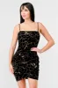 LUXE VELVET GOLD FOILED PRINT TWLIP HEM MINI DRESS sold by privy