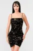 LUXE VELVET GOLD FOILED PRINT TWLIP HEM MINI DRESS sold by privy
