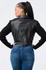 SEXY FAUX LEATHER N RIBBED COMBO BIKER JACKET sold by privy