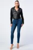 SEXY FAUX LEATHER N RIBBED COMBO BIKER JACKET sold by privy