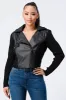 SEXY FAUX LEATHER N RIBBED COMBO BIKER JACKET sold by privy