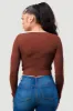 TRENDY DOUBLE SHIRRING DETAIL LONG SLEEVE KNIT TOP sold by privy