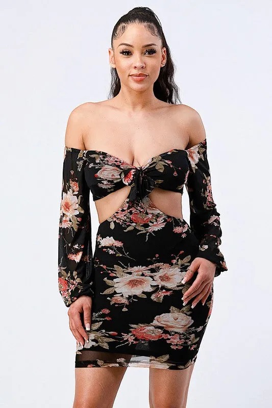 FLORAL STRETCH CHIFFON BODYCON DRESS sold by privy product image thumbnail 2