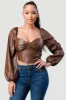 LUX FAUX LEATHER SWEETHEART LONG SLEEVED BUSTIER TOP sold by privy
