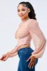 LUX MESH CUTOUT CONTRAST EMPIRE BLOUSE TOP sold by privy