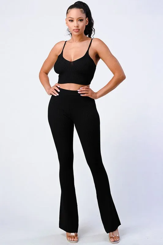 TRENDY FLARED KNIT PANTS sold by privy