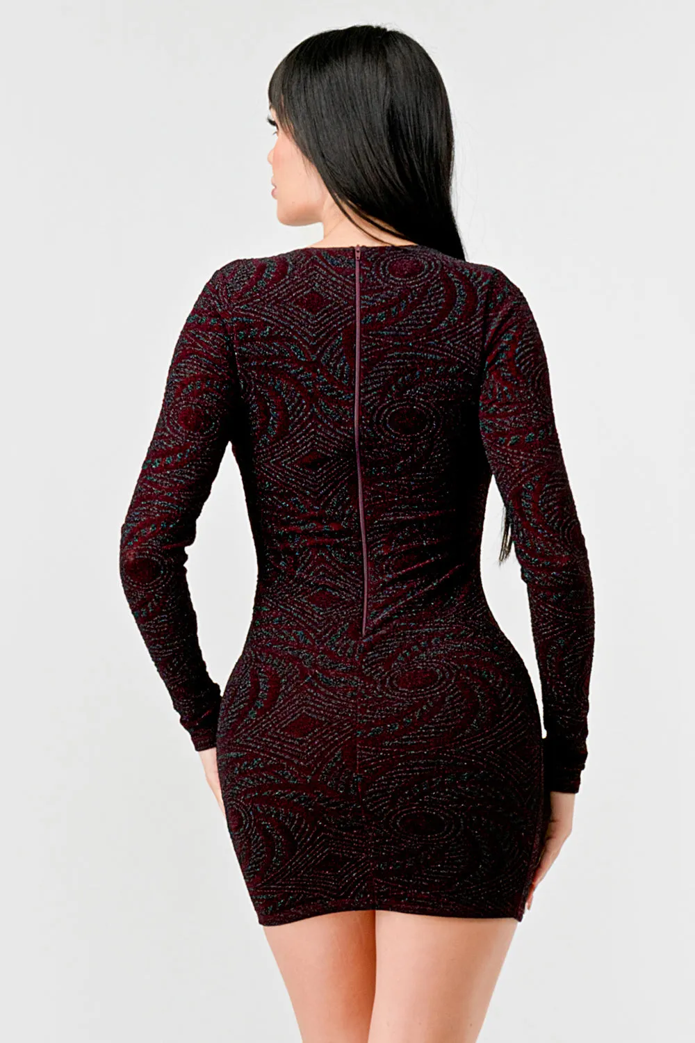LUXE GLITTER SCOOP NECK LONG SLEEVES MINI DRESS sold by privy product image thumbnail 4