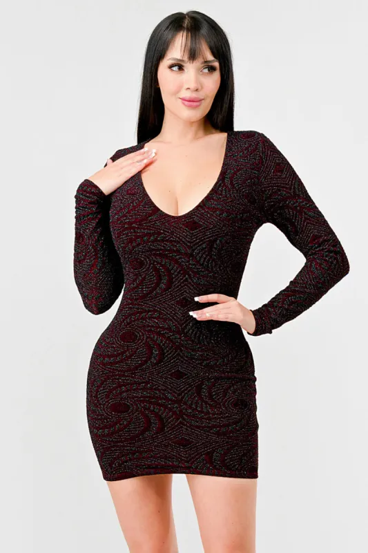 LUXE GLITTER SCOOP NECK LONG SLEEVES MINI DRESS sold by privy