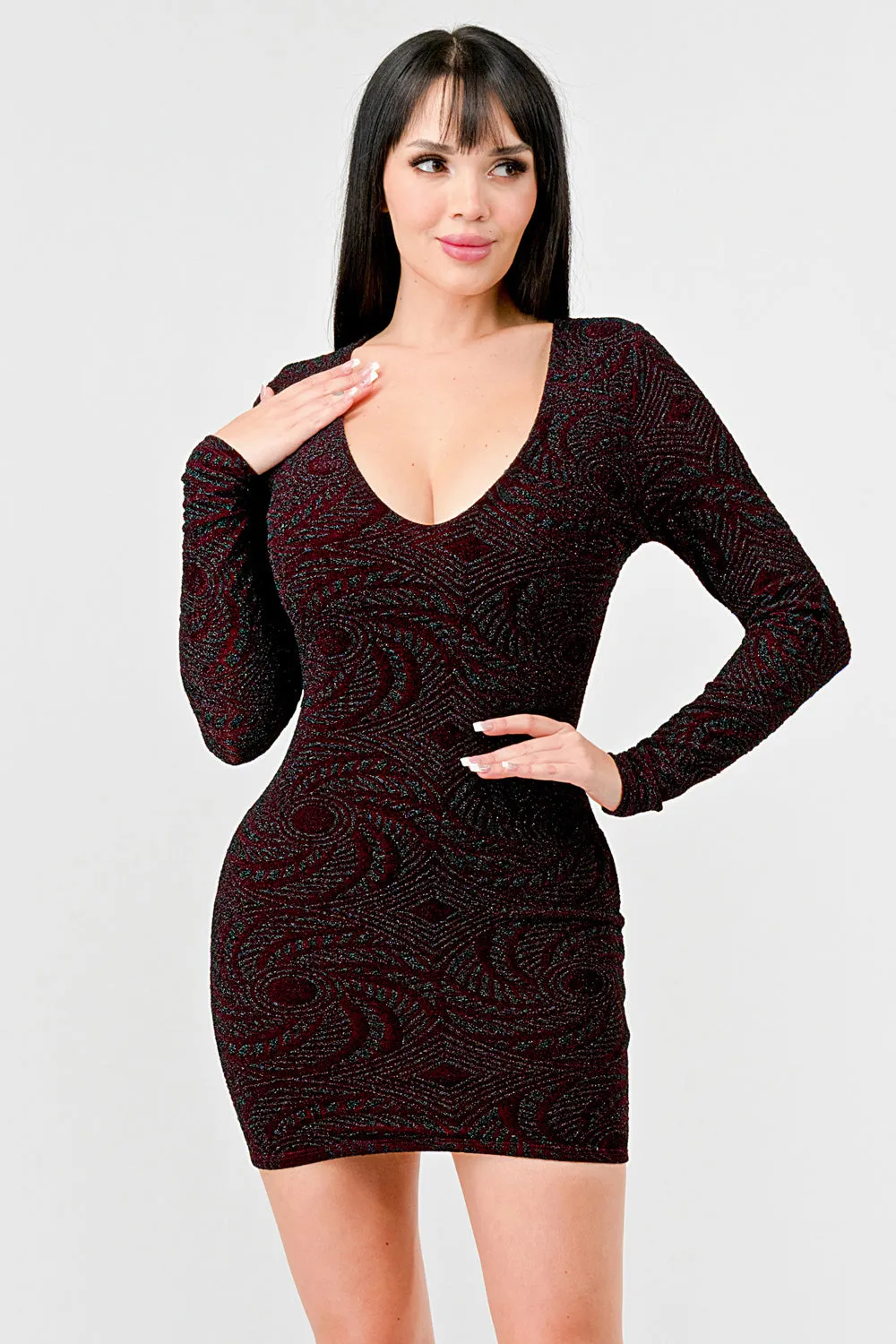 LUXE GLITTER SCOOP NECK LONG SLEEVES MINI DRESS sold by privy
