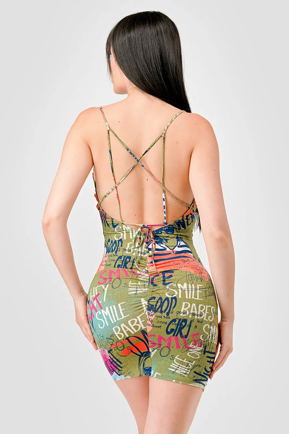 SEXY VENECHIA PRINT COWL NECK LACK BACK MINI DRESS sold by privy product image thumbnail 5