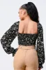 FLORAL SMOCKED SWEETHEART PUFF BELL SLEEVES TOP sold by privy