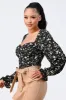 FLORAL SMOCKED SWEETHEART PUFF BELL SLEEVES TOP sold by privy