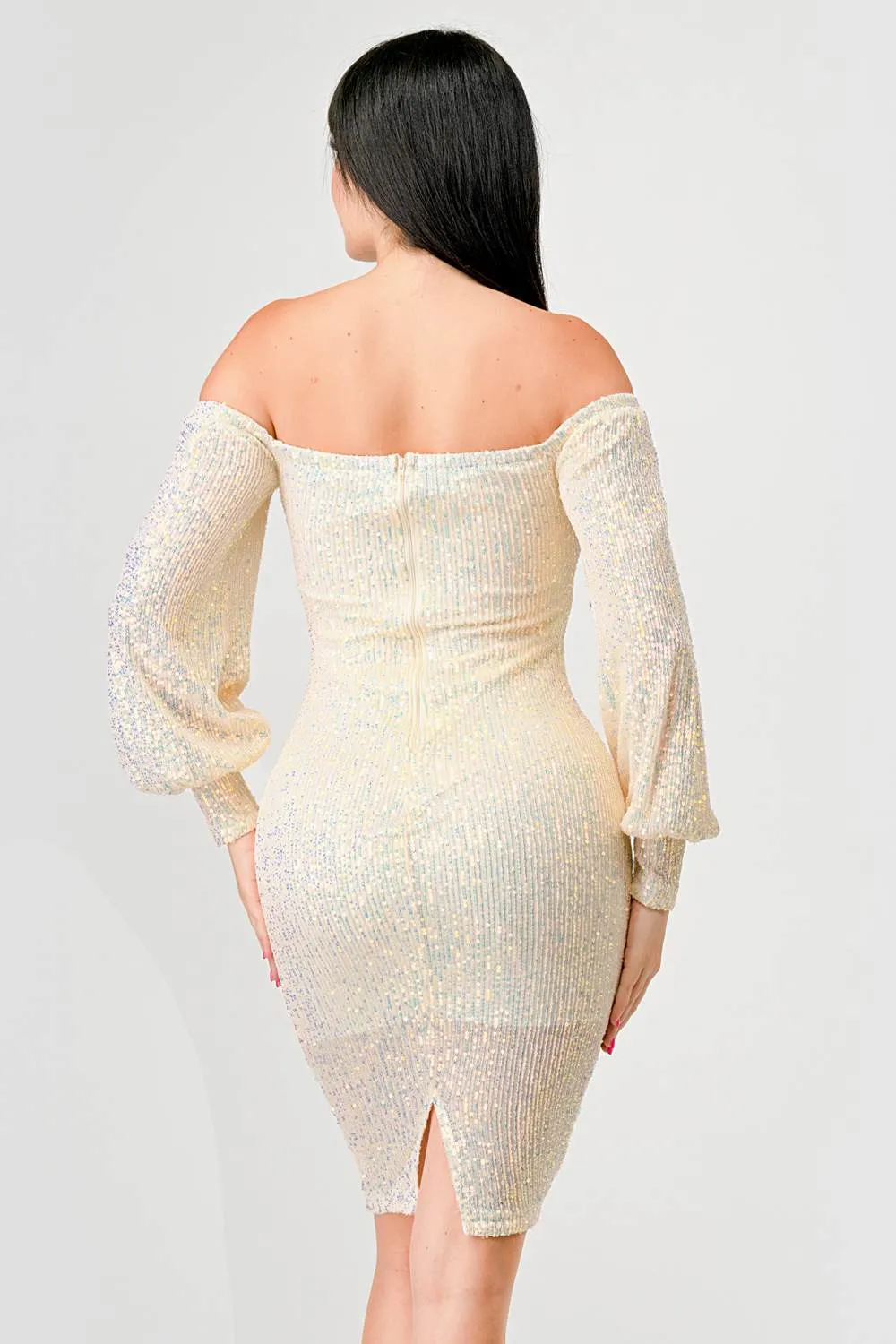 LUXE SEQUINS SWEETHEART OFF SHOULDER MIDI DRESS sold by privy product image thumbnail 3
