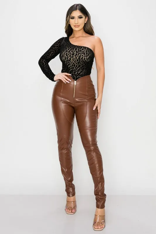 VELVET PRINT ONE SHOULDER BODYSUIT sold by privy product image thumbnail 4