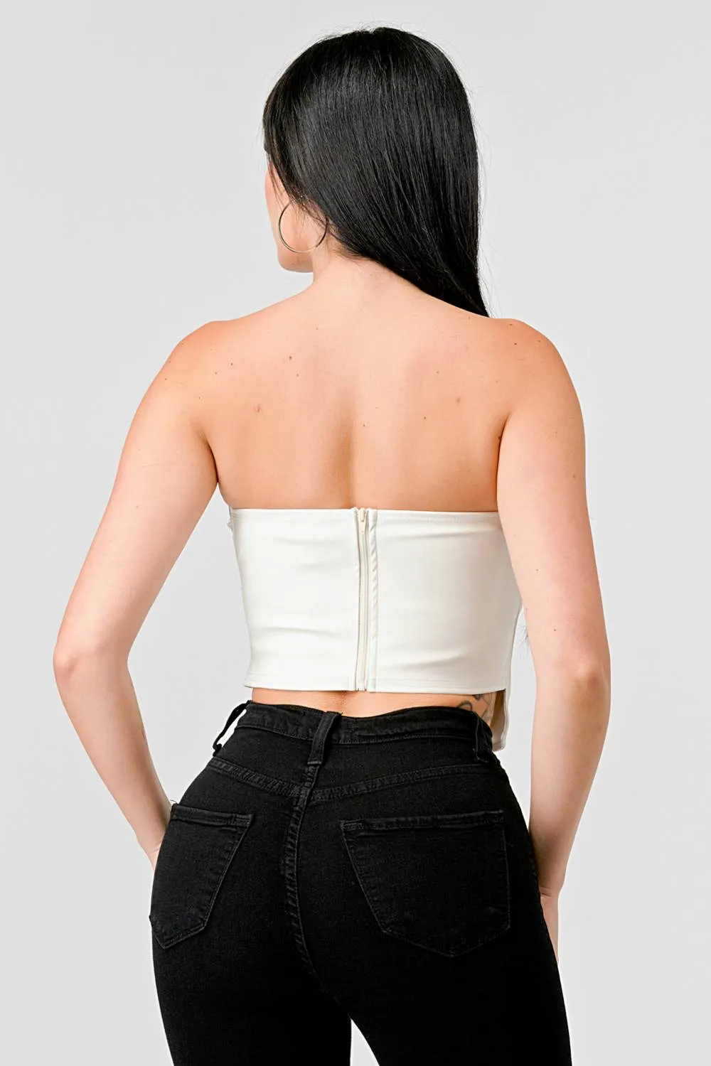 CHIC PLEATHER TUBE BELTED BUTTONS BUSTIER TANK TOP sold by privy product image thumbnail 3