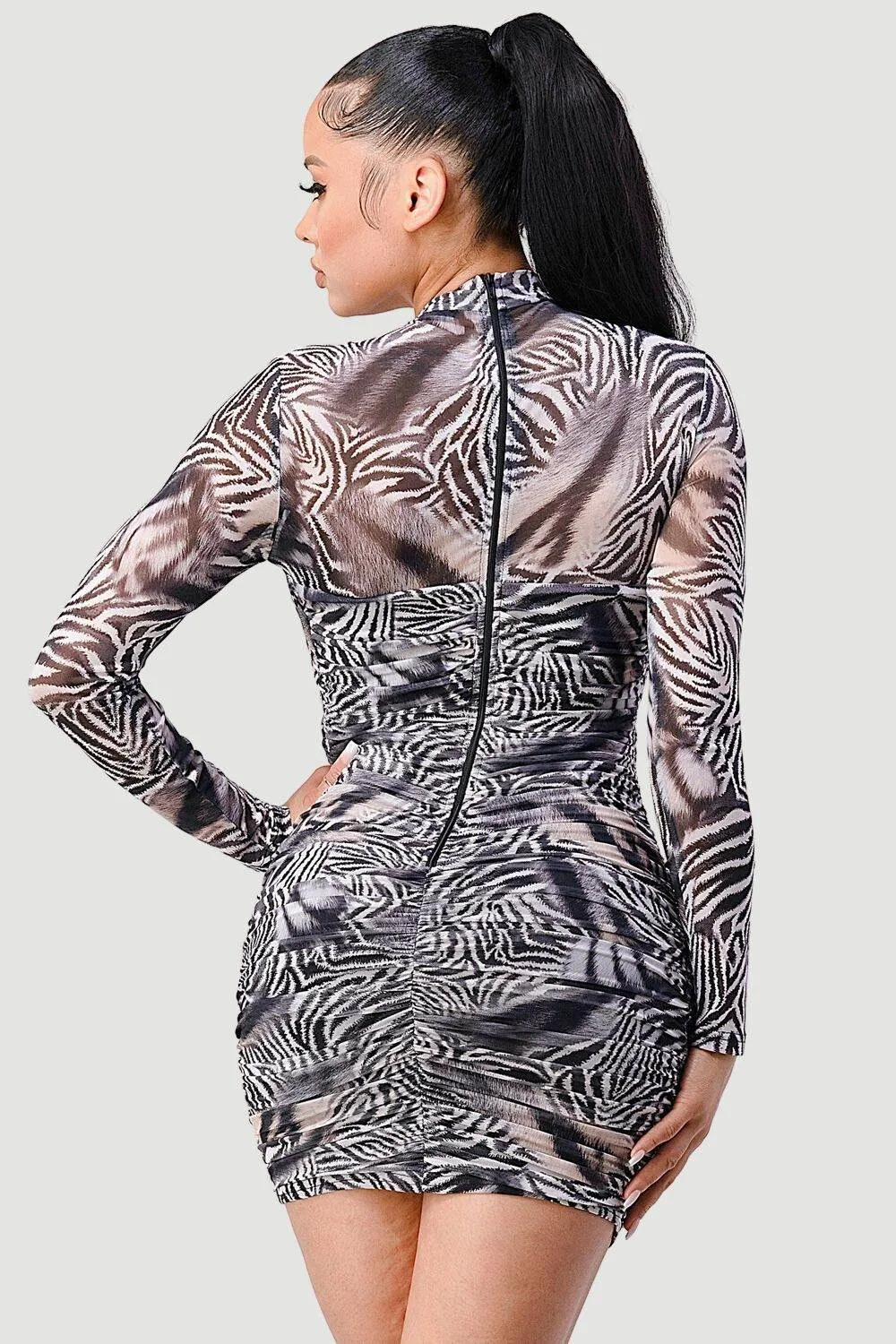 PD75822N-W / SEXY WILD ANIMAL PRINT MESH SEE-THRU MINI DRESS sold by privy product image thumbnail 3