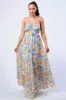 PD71799S / FLORAL HALTER SMOCKED SWEETHEART MAXI DRESS sold by privy