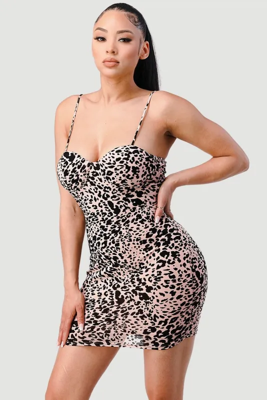 SEXY LEOPARD PRINT CAMI BODYCON MINI DRESS sold by privy