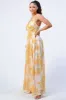FLORAL CHIFFON WRAP V-NECK LINE FLARED MAXI DRESS sold by privy