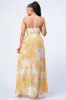 FLORAL CHIFFON WRAP V-NECK LINE FLARED MAXI DRESS sold by privy